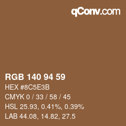 Color code: RGB 140 94 59 | qconv.com