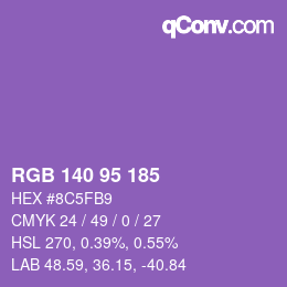 Color code: RGB 140 95 185 | qconv.com