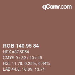 Color code: RGB 140 95 84 | qconv.com