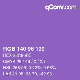 Color code: RGB 140 96 190 | qconv.com