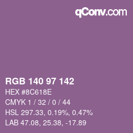 Color code: RGB 140 97 142 | qconv.com