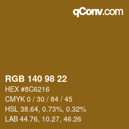 Color code: RGB 140 98 22 | qconv.com