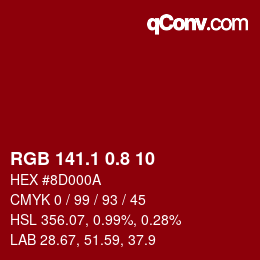 カラーコード: RGB 141.1 0.8 10 | qconv.com