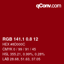 カラーコード: RGB 141.1 0.8 12 | qconv.com
