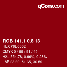カラーコード: RGB 141.1 0.8 13 | qconv.com