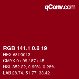 カラーコード: RGB 141.1 0.8 19 | qconv.com