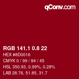 カラーコード: RGB 141.1 0.8 22 | qconv.com
