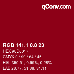 カラーコード: RGB 141.1 0.8 23 | qconv.com