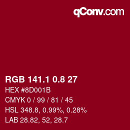 カラーコード: RGB 141.1 0.8 27 | qconv.com