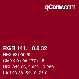 カラーコード: RGB 141.1 0.8 32 | qconv.com
