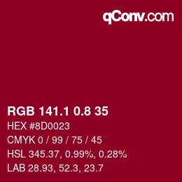 カラーコード: RGB 141.1 0.8 35 | qconv.com