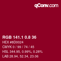 カラーコード: RGB 141.1 0.8 36 | qconv.com