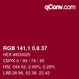 カラーコード: RGB 141.1 0.8 37 | qconv.com