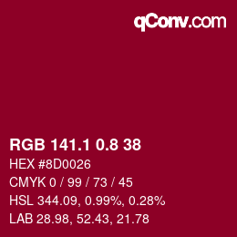 カラーコード: RGB 141.1 0.8 38 | qconv.com