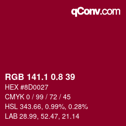 カラーコード: RGB 141.1 0.8 39 | qconv.com