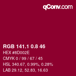 カラーコード: RGB 141.1 0.8 46 | qconv.com