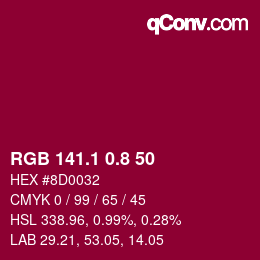 カラーコード: RGB 141.1 0.8 50 | qconv.com