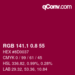 カラーコード: RGB 141.1 0.8 55 | qconv.com