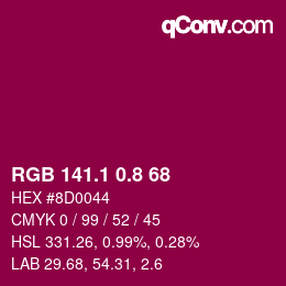 カラーコード: RGB 141.1 0.8 68 | qconv.com