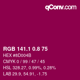 カラーコード: RGB 141.1 0.8 75 | qconv.com