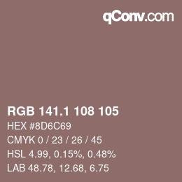 Color code: RGB 141.1 108 105 | qconv.com