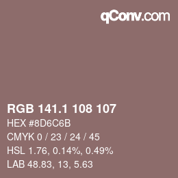 カラーコード: RGB 141.1 108 107 | qconv.com