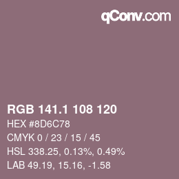 カラーコード: RGB 141.1 108 120 | qconv.com
