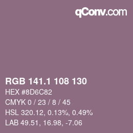 カラーコード: RGB 141.1 108 130 | qconv.com