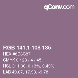 カラーコード: RGB 141.1 108 135 | qconv.com