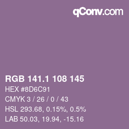 カラーコード: RGB 141.1 108 145 | qconv.com