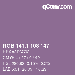 カラーコード: RGB 141.1 108 147 | qconv.com