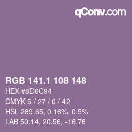 カラーコード: RGB 141.1 108 148 | qconv.com