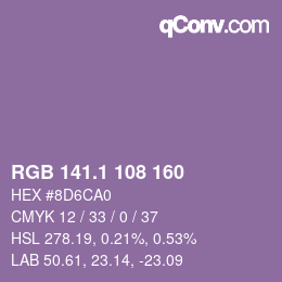 カラーコード: RGB 141.1 108 160 | qconv.com