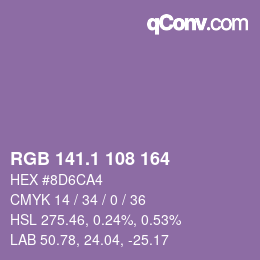 カラーコード: RGB 141.1 108 164 | qconv.com