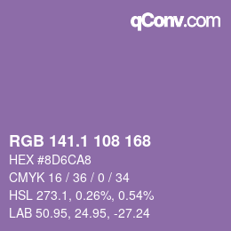 カラーコード: RGB 141.1 108 168 | qconv.com