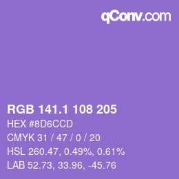 カラーコード: RGB 141.1 108 205 | qconv.com