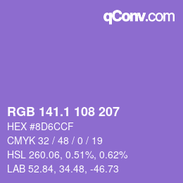 カラーコード: RGB 141.1 108 207 | qconv.com