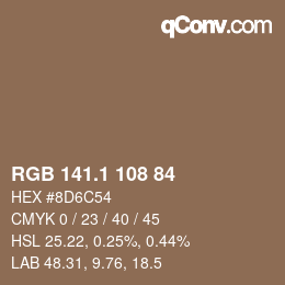 Color code: RGB 141.1 108 84 | qconv.com