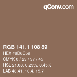 カラーコード: RGB 141.1 108 89 | qconv.com