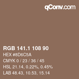 カラーコード: RGB 141.1 108 90 | qconv.com