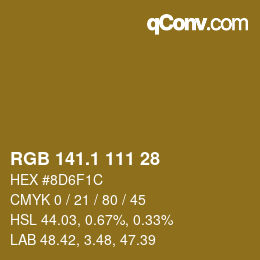 カラーコード: RGB 141.1 111 28 | qconv.com