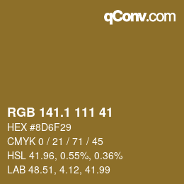 カラーコード: RGB 141.1 111 41 | qconv.com