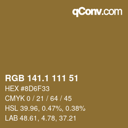 カラーコード: RGB 141.1 111 51 | qconv.com