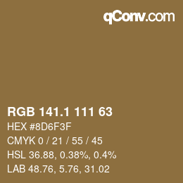 カラーコード: RGB 141.1 111 63 | qconv.com