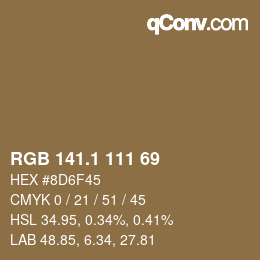 カラーコード: RGB 141.1 111 69 | qconv.com