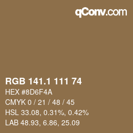 カラーコード: RGB 141.1 111 74 | qconv.com