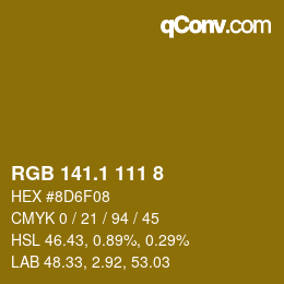 カラーコード: RGB 141.1 111 8 | qconv.com