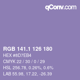 カラーコード: RGB 141.1 126 180 | qconv.com