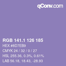 カラーコード: RGB 141.1 126 185 | qconv.com