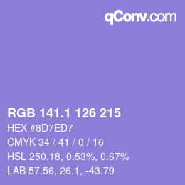 カラーコード: RGB 141.1 126 215 | qconv.com